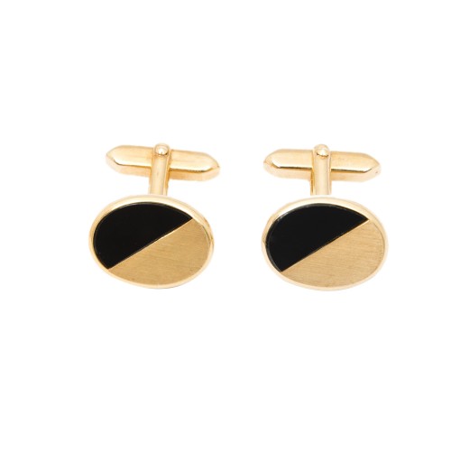 Boutons De Manchette Noirs Carrés En Émail Et Cristal Mr.Van - Élégants Pour Homme, Mariage & Affaires