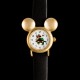 Montre Mickey vintage dorée et cuir noir