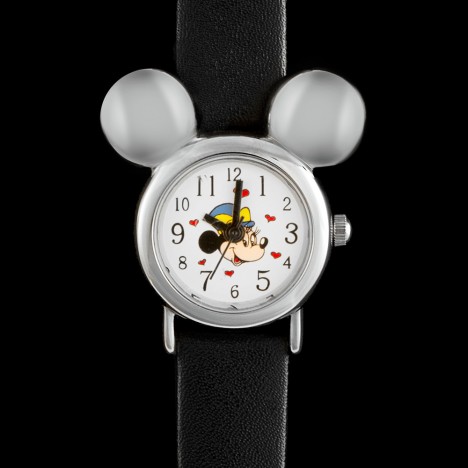 Petite montre Minnie vintage argent et noir 80's