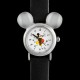 Montre Mickey Youpi acier gris et cuir noir 80's