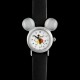 Montre Mickey Youpi acier gris et cuir noir 80's