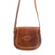 Petit sac besace vintage cuir marron Western