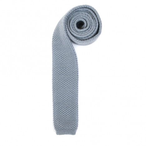 Cravate fine tricotée en laine grise 70's