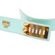 Ceinture vintage MCM cuir turquoise et doré 85cm - 80's