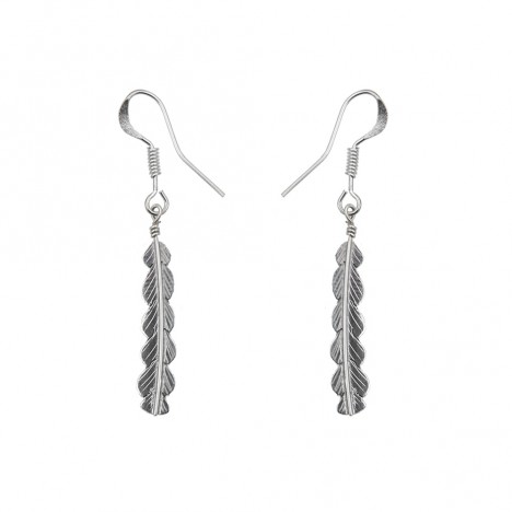 Boucles d'oreilles indiennes plume argent USA