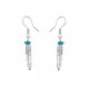 Boucles d'oreilles amérindiennes plume argent et perle turquoise