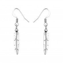 Petites boucles d'oreilles plume argent USA