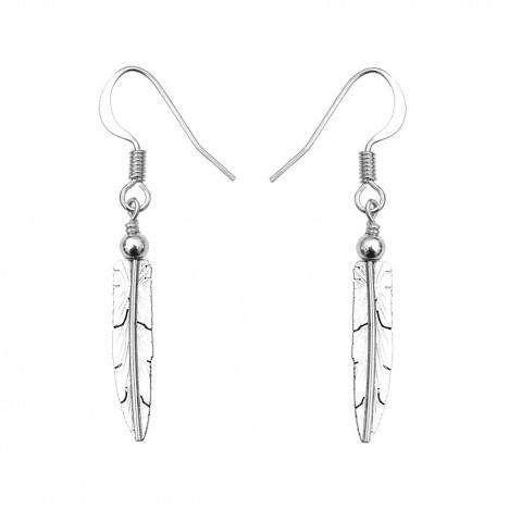 Petites boucles d'oreilles plume argent USA