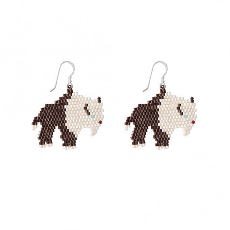 Boucles d'oreilles indienne Bison en perles USA