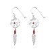 Petites boucles d'oreilles Dreamcatcher en argent et perles rouges