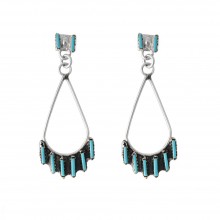 Boucles d'oreilles goutte argent et turquoise made in USA