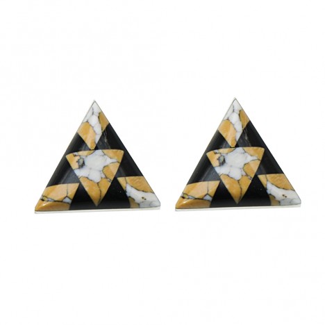 Boucles d'oreilles triangle pierres jaunes USA