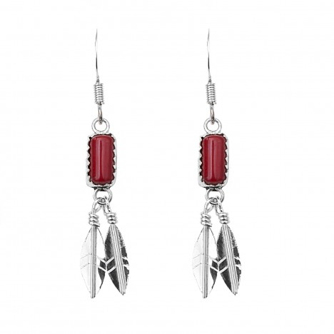 Boucles d'oreilles Navajo Jaspe rouge et argent USA