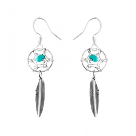 Boucles d'oreilles attrape rêve Navajo argent et Turquoise