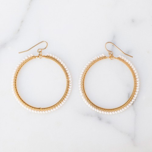 Boucles D’oreilles Bohó Perles Rondes – Grandes Boucles D’oreilles Minimalistes Pour Mariage, Soirée, Quotidien