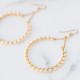 Boucles d'oreilles pendants dorées et perles blanches