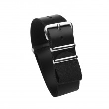 Bracelet Nato cuir noir 20 mm