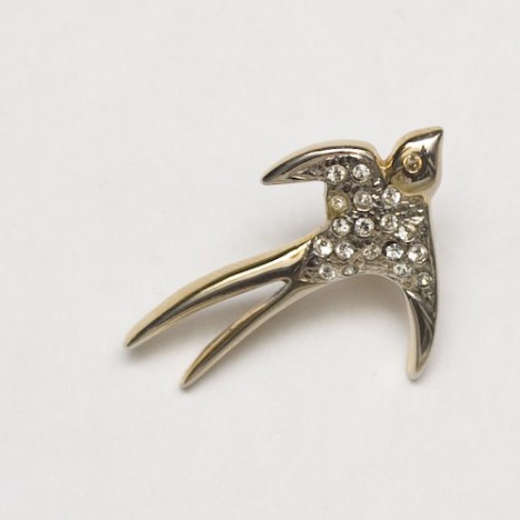 Pin's Hirondelle style broche avec brillants - Années 80