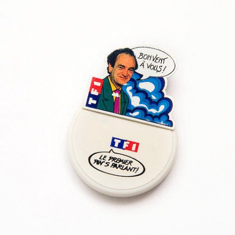 Pin's parlant TF1 Alain Gillot Petre - Meteo TF1 - "Bon vent à vous" - COLLECTOR !