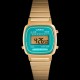 Casio LA670WEGA-2EF - Montre casio vintage dorée et turquoise pour femme Color Block 