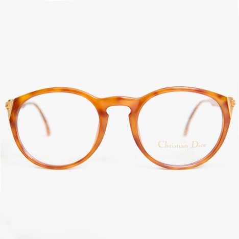 Lunettes Christian Dior vintage marrons et dorées neuves de stock, verres transparents, années 80