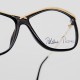 Lunettes vintage Paloma Picasso noires et dorées, verres transparents, modèle d'expo, années 80 - Lunettes vintage femme