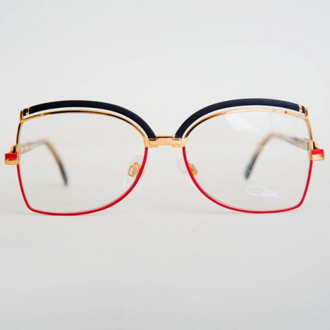 Lunettes vintage Cazal 240 dorées, rouges noires pour femmes - Modèle d'exposition des années 80