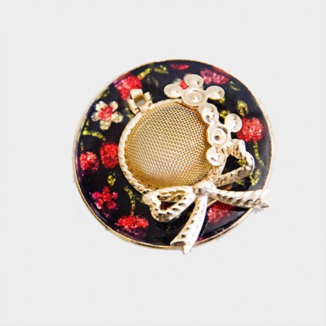 Broche vintage chapeau kitsch des années 80