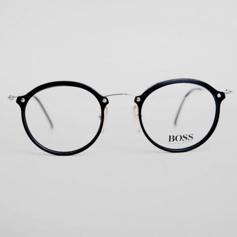 Lunettes vintage Hugo Boss neuves de stock ancien, look trader années 80, verres transparents