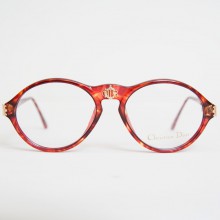 Lunettes Christian Dior vintage texturées couleur acajou, verres transparents, taille mixte - Années 80