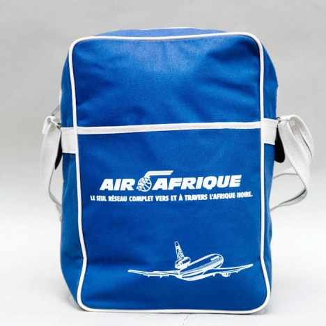 Sac vintage compagnie aérienne Air Afrique bleu et blanc, neuf des années 80