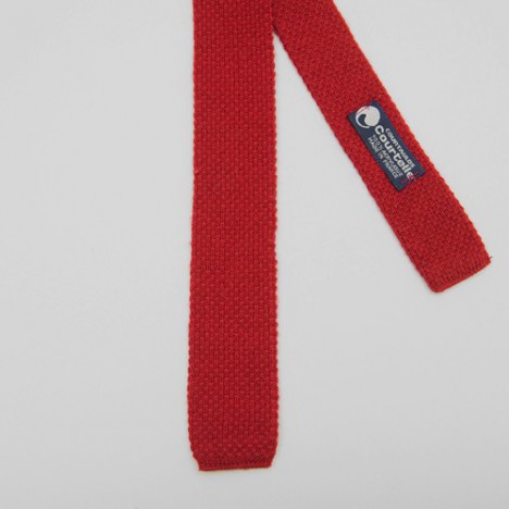 Cravate fine vintage tricotée / knit tie color block pourpre année 70 - Made in France