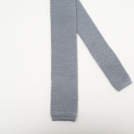 Cravate vintage fine tricotée / knit tie gris souris année 70