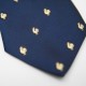 Cravate vintage bleu marine motifs coqs jaunes - Made in France