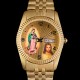 Montre Swanson Jésus Christ et Marie toute dorée style r*lex, Christian Bling Bling