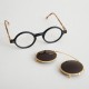 Lunettes vintage rondes noires et écailles ambre style Harry Potter - Solaire et Vue - Années 80