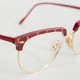 Lunettes vintage femme Lastes style Clubmaster rouges et dorées années 70