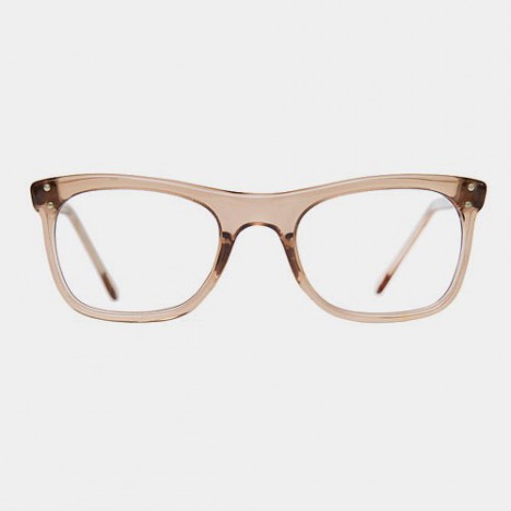 Monture vintage femme style Wayfarer beige translucide des années 80