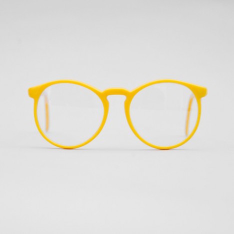 Lunettes vintage enfant rondes jaunes MD305 années 80, verres transparents