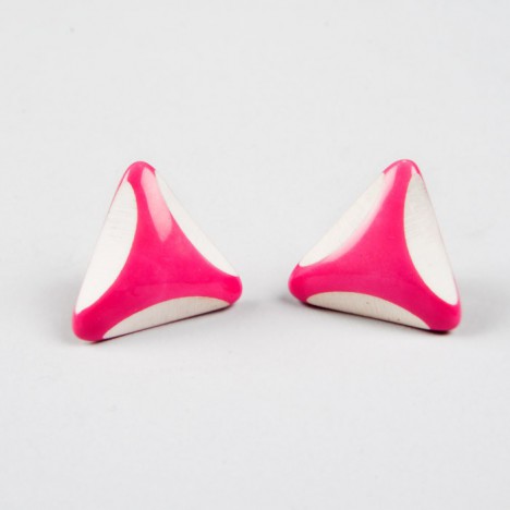 Boucles d'oreilles vintage à clips triangle rose biseauté années 80