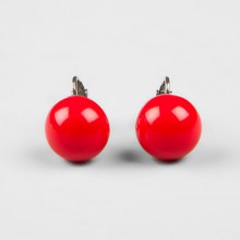 Boucles d'oreilles porcelaine rouge style cerise vintage des années 70 