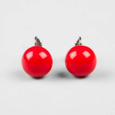 Boucles d'oreilles porcelaine rouge style cerise vintage des années 70 