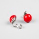 Boucles d'oreilles porcelaine rouge style cerise vintage des années 70 