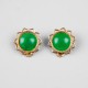 Boucles d'oreilles vintage à clips fleur dorée et verte années 60