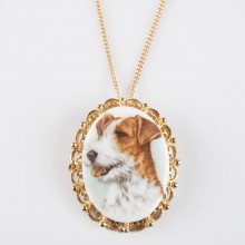 Collier vintage chien Fox Terrier kitsch années 70