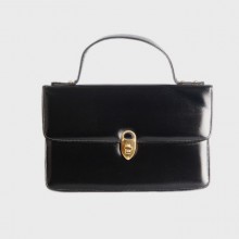 Sac cartable vintage skaï noir annés 60/70