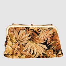 Pochette vintage tapisserie motif champêtre années 70