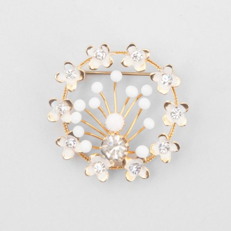 Broche vintage dorée et brilliants années 70