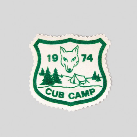 Patch vintage scout Cub Camp 1974 vert et blanc