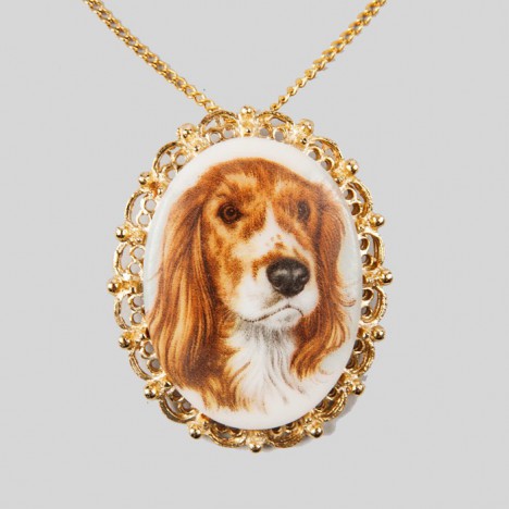 Collier vintage chien Teckel à poil long années 70